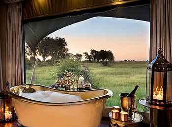 Duba Plains Camp: Gästezelt Bad