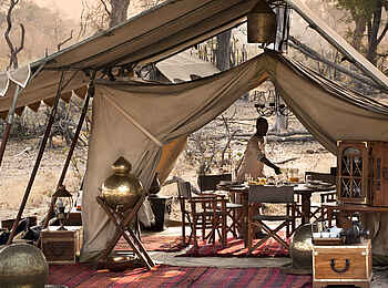 Selinda Explorers Camp: Lunch im Speisezelt Selinda Explorers Camp: Lunch im Speisezelt