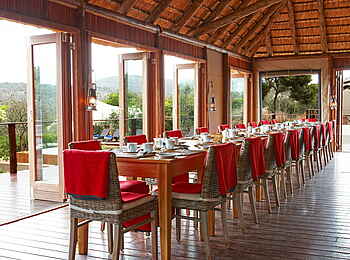 Thanda Tented Camp: Essensbereich mit Ausblick Thanda Tented Camp: Essensbereich mit Ausblick