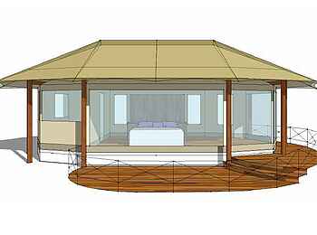 Miyala Camp: Planzeichnung eines Gästezeltes Miyala Camp: Planzeichnung eines Gästezeltes