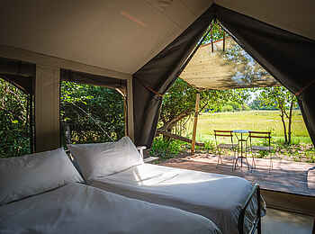 Cha Cha Metsi: Blick aus dem Gästezelt Cha Cha Metsi: Blick aus dem Gästezelt